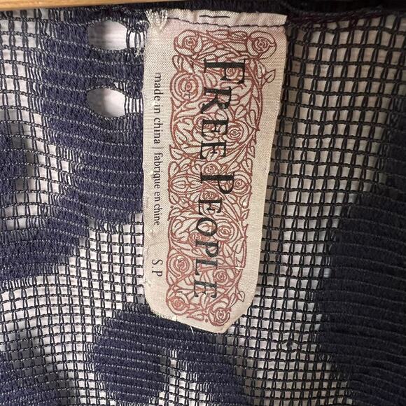 Free People Dress Womens Size SP Blue & Purple Mesh Sheer Lace Cover Up Beach - Picture 2 of 15
